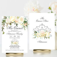 Watercolor Creme Rosa Floral Ivory Quinceañera