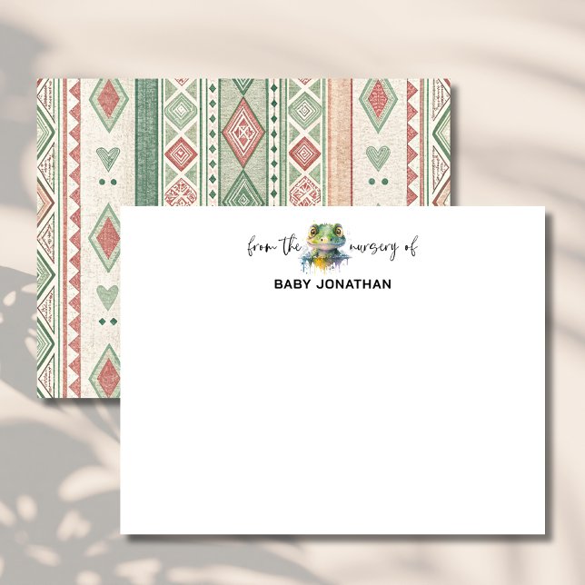 Convite Watercolor Crocodile Chic Nursery Note Card (Criador carregado)