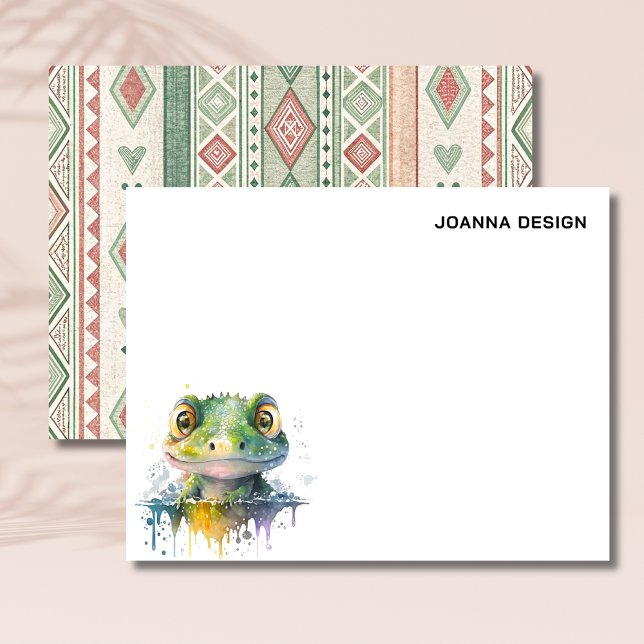 Convite Watercolor Crocodile Elegant Stationery Note Card (Criador carregado)