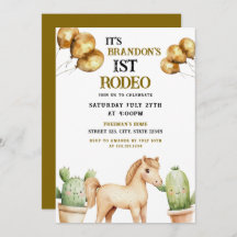 Watercolor Cute Cowboy 1rua Rodeio Aniversário