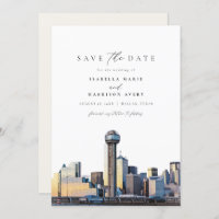 Watercolor Dallas Texas Skyline Salva a Data