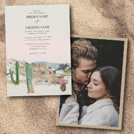 Convite Watercolor Desert Cactus Boho Wedding Custom Photo