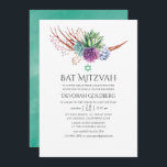 Convite Watercolor Desert Succulents Bat Mitzvah<br><div class="desc">Plantas de cacto com aquarela suculenta bat mitzvah convite com acentos de azul,  ameixa,  hortelã e verde-salva.</div>