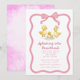 Convite Watercolor Duckling Puddle Splash Gender Neutral