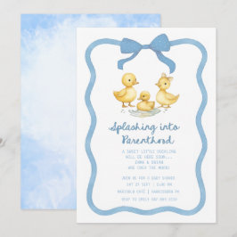 Convite Watercolor Duckling Puddle Splash Gender Neutral
