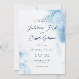 Convite Watercolor Dusty Blue Winter Wedding Invitation