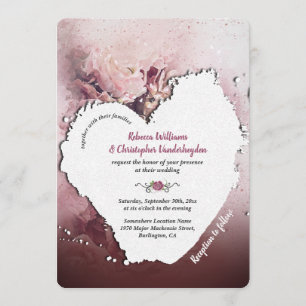 Convite Watercolor Dusty Rosas Romântica Boho Casamento