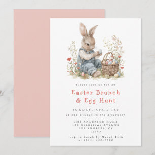 Convite Watercolor Easter Bunny Brunch e Ovo Hunt