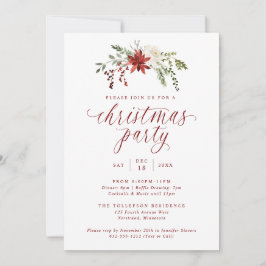 Convite Watercolor Elegant Christmas Dinner Party
