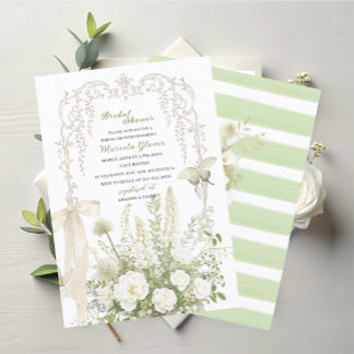 Convite Watercolor Elegant Pastel Green floral Bridal Show
