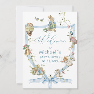 Convite Watercolor Elegant Wildflower Peter Rabbit baby