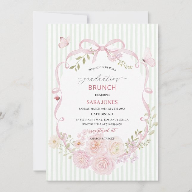 Convite Watercolor Elegant Wildflowers graduatioInvitation (Frente)