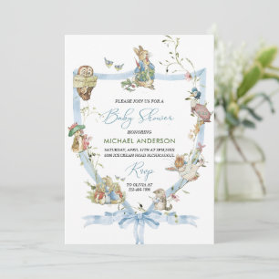 Convite Watercolor Elegante De Flor Selvagem Peter Rabbit