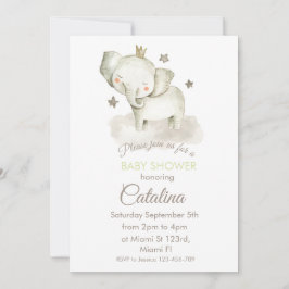 Convite Watercolor Elephant Baby Shower Invitation