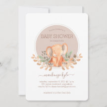 Watercolor Elephant Boho Safari Baby Shower