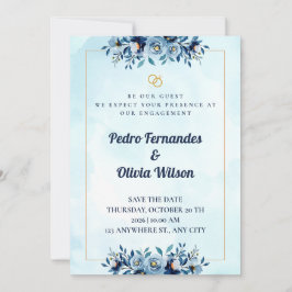 Convite Watercolor Engagement Invitation Card