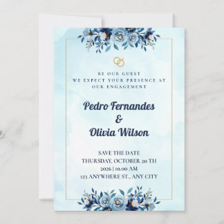Convite Watercolor Engagement Invitation Card