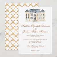 Watercolor English Manor Estate Wedding