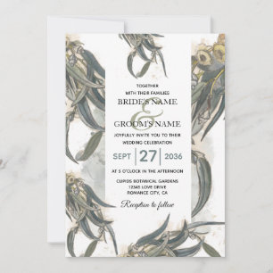 Convite Watercolor Eucalyptus Deixa Casamento Verde