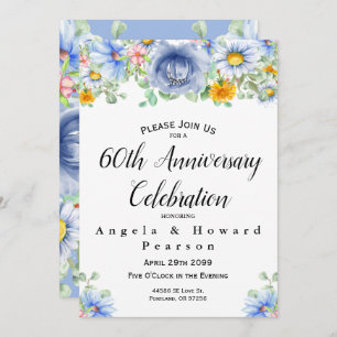 Convite Watercolor Eucalyptus Floral 60º Aniversário