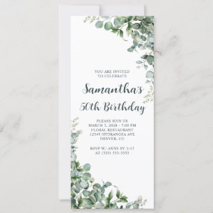 Convite Watercolor Eucalyptus Greenery 50º Aniversário