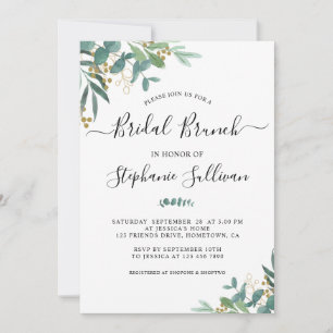 Convite Watercolor Eucalyptus Greenery Bridal Brunch