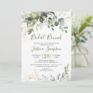 Convite Watercolor Eucalyptus Greenery Bridal Brunch