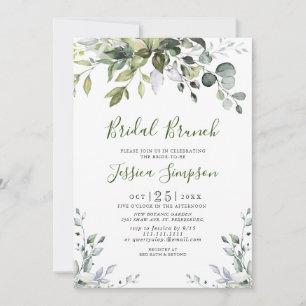 Convite Watercolor Eucalyptus Greenery Bridal Brunch