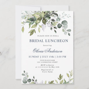 Convite Watercolor Eucalyptus Greenery BRIDAL LUNCHEON
