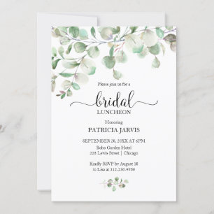 Convite Watercolor Eucalyptus Greenery Bridal Luncheon Inv
