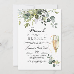 Convite Watercolor Eucalyptus Greenery Brunch e Bubble
