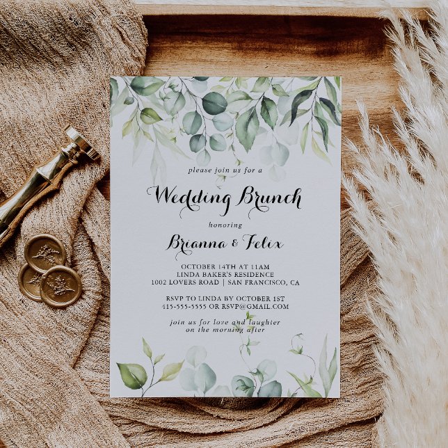 Convite Watercolor Eucalyptus Greenery Wedding Brunch (Criador carregado)