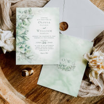 Watercolor Eucalyptus Monogram Sage Green Wedding