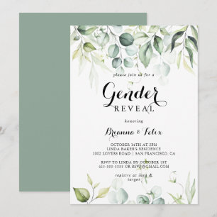 Convite Watercolor Eucalyptus - Partido Revelador do Gêne