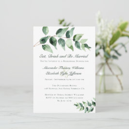 Convite Watercolor Eucalyptus Rehearsal Dinner | White