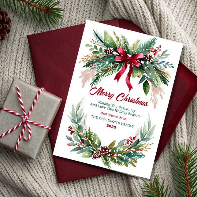 Convite Watercolor Evergreen Christmas Greeting Card (Criador carregado)