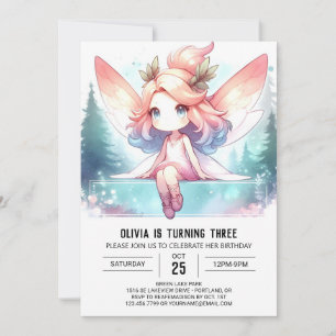 Convite Watercolor Fairy Fairy Birthday