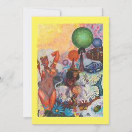 Convite Watercolor Fantasy Eros rides white Lioness Woman