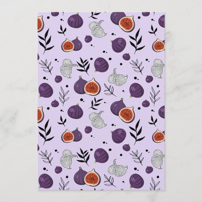 Convite Watercolor Figs And Leaves Seamless Pattern (Frente)