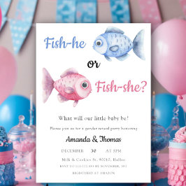 Convite Watercolor Fishing Gender Reveal