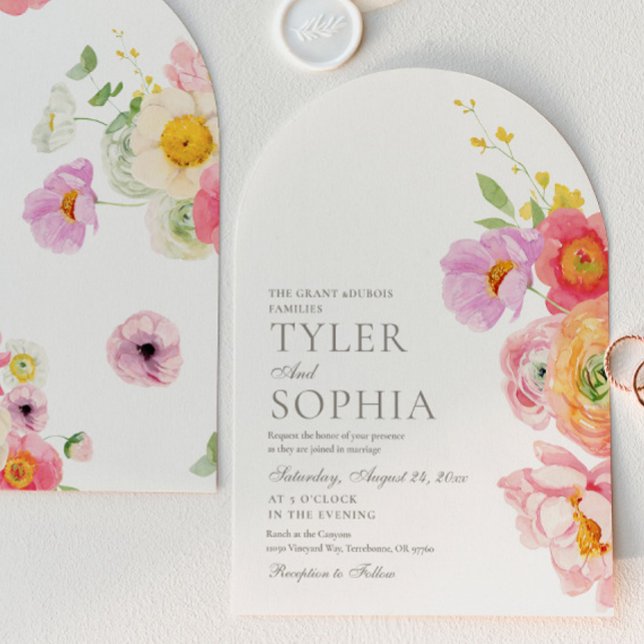 Convite Watercolor Floral Arch Wedding Invitation (Criador carregado)