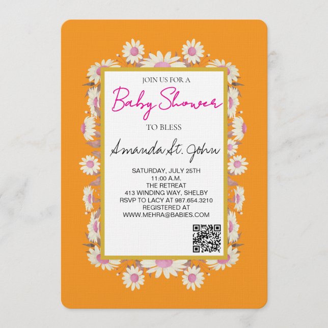 Convite Watercolor Floral Baby Shower Invitation (Frente)