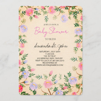 Convite Watercolor Floral Baby Shower Invitation