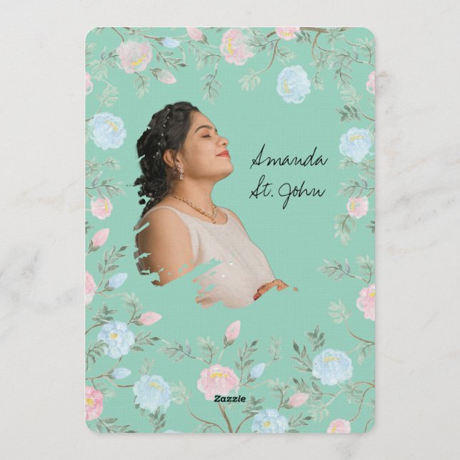 Convite Watercolor Floral Baby Shower Invitation (Verso)