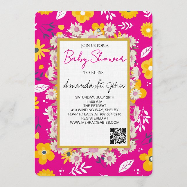 Convite Watercolor Floral Baby Shower Invitation (Frente)