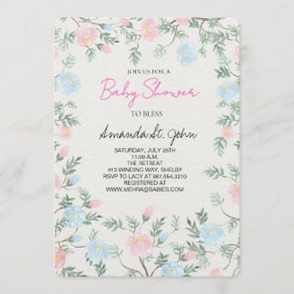 Convite Watercolor Floral Baby Shower Invitation
