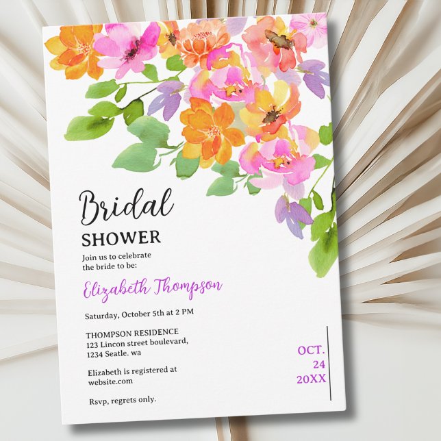 Convite Watercolor Floral Boho Fall Bridal Shower (Criador carregado)