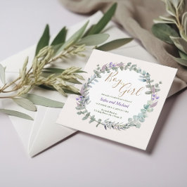 Convite Watercolor Floral Boho Rustic Gênero Revelação