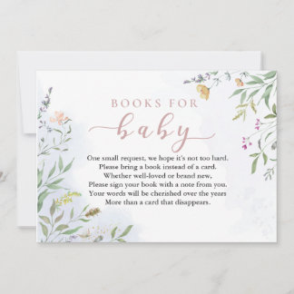Convite Watercolor Floral Books for Baby Insert