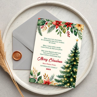 Convite Watercolor Floral Christmas Greeting Card